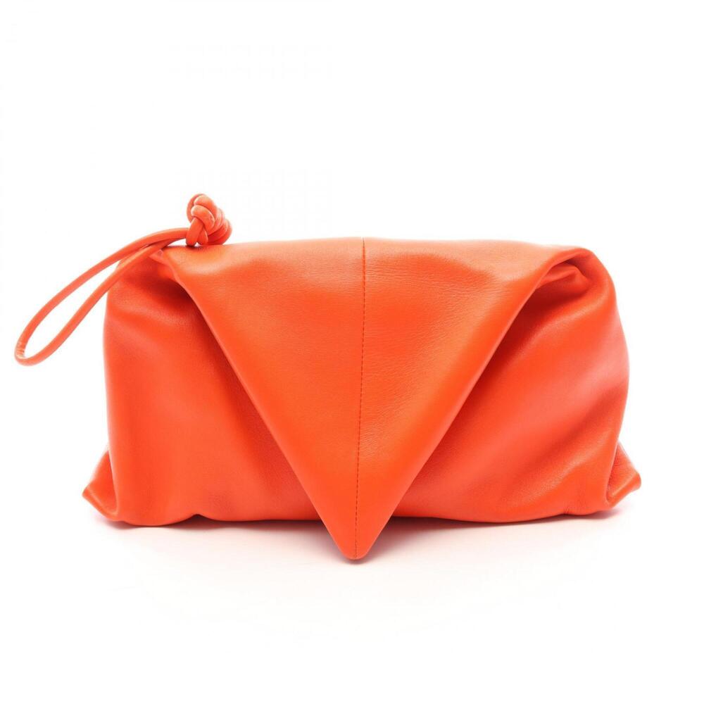 Bottega Veneta Triangle Second Bag Clutch Handbag Leather Women's Orange